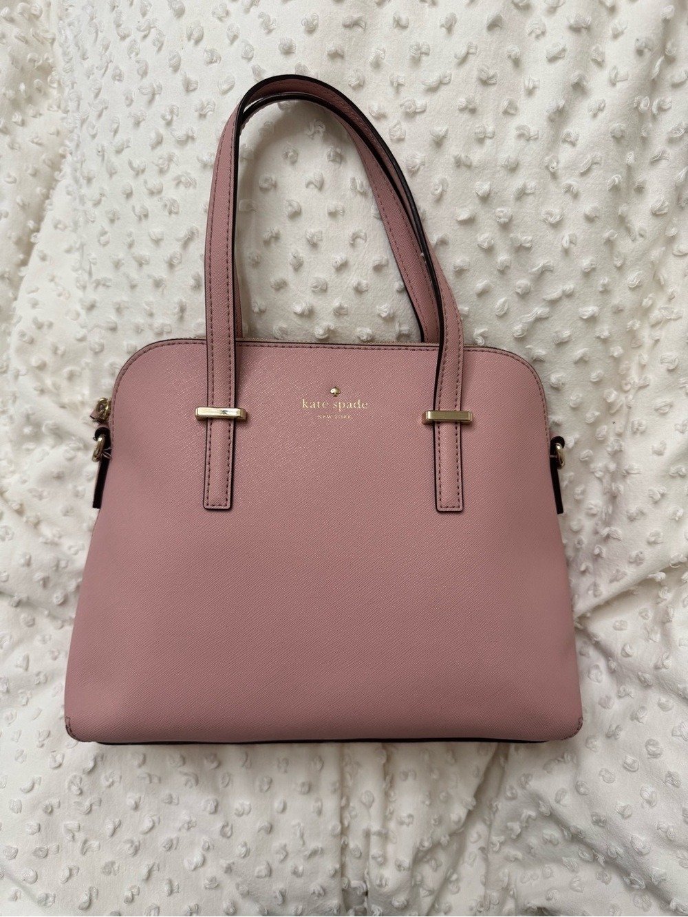 Kate Spade Dusty Pink Saffiano Satchel with Gold Hardware